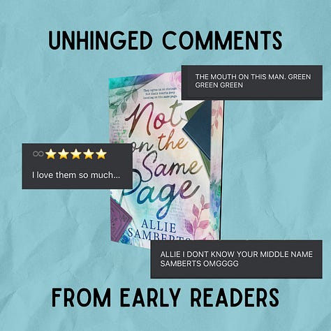 Beta reader comments from Not on the Same Page 
