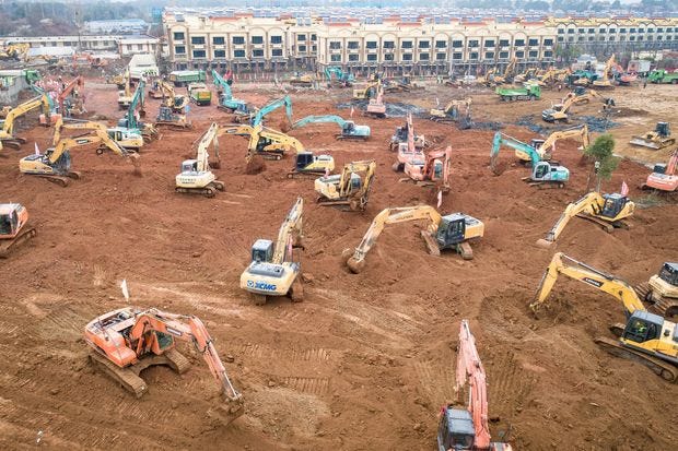The construction site of a special hospital for coronavirus patients on Jan. 24.