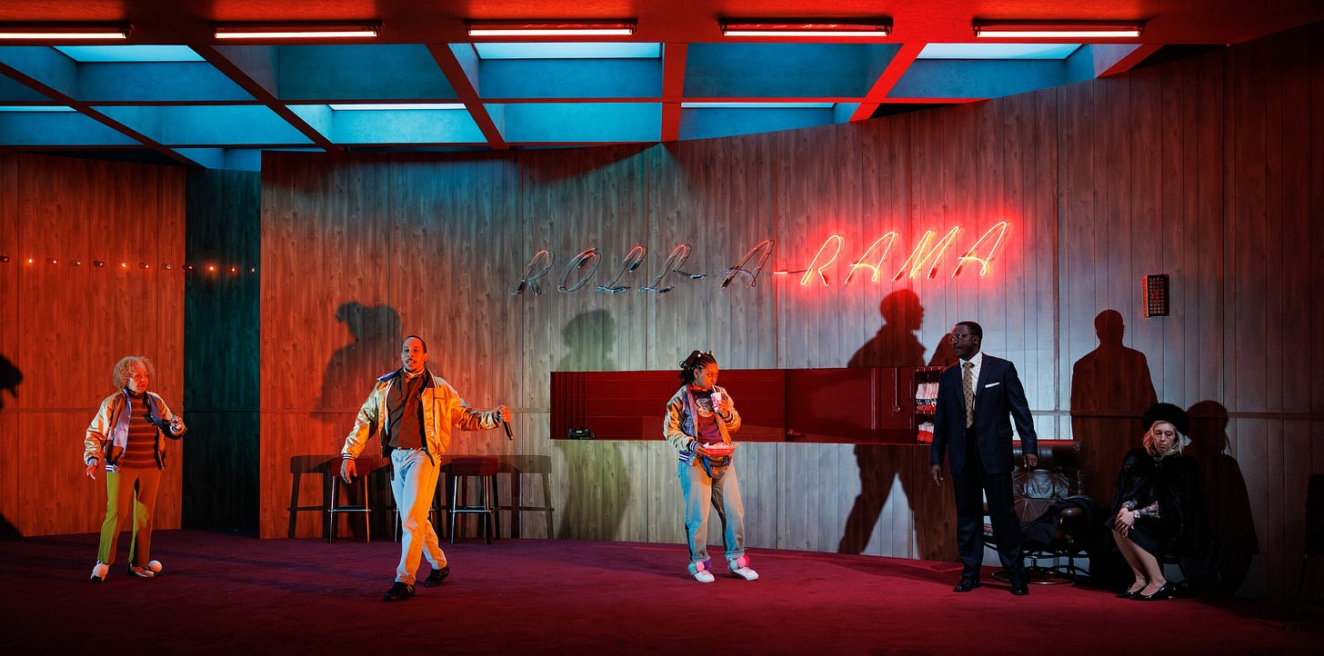 (l-r) Lizan Mitchell, Will Cobbs, Alana Raquel Bowers, Andy Lucien, and Crystal Finn in "Cold War Choir Practice." Photo by Maria Baranova.