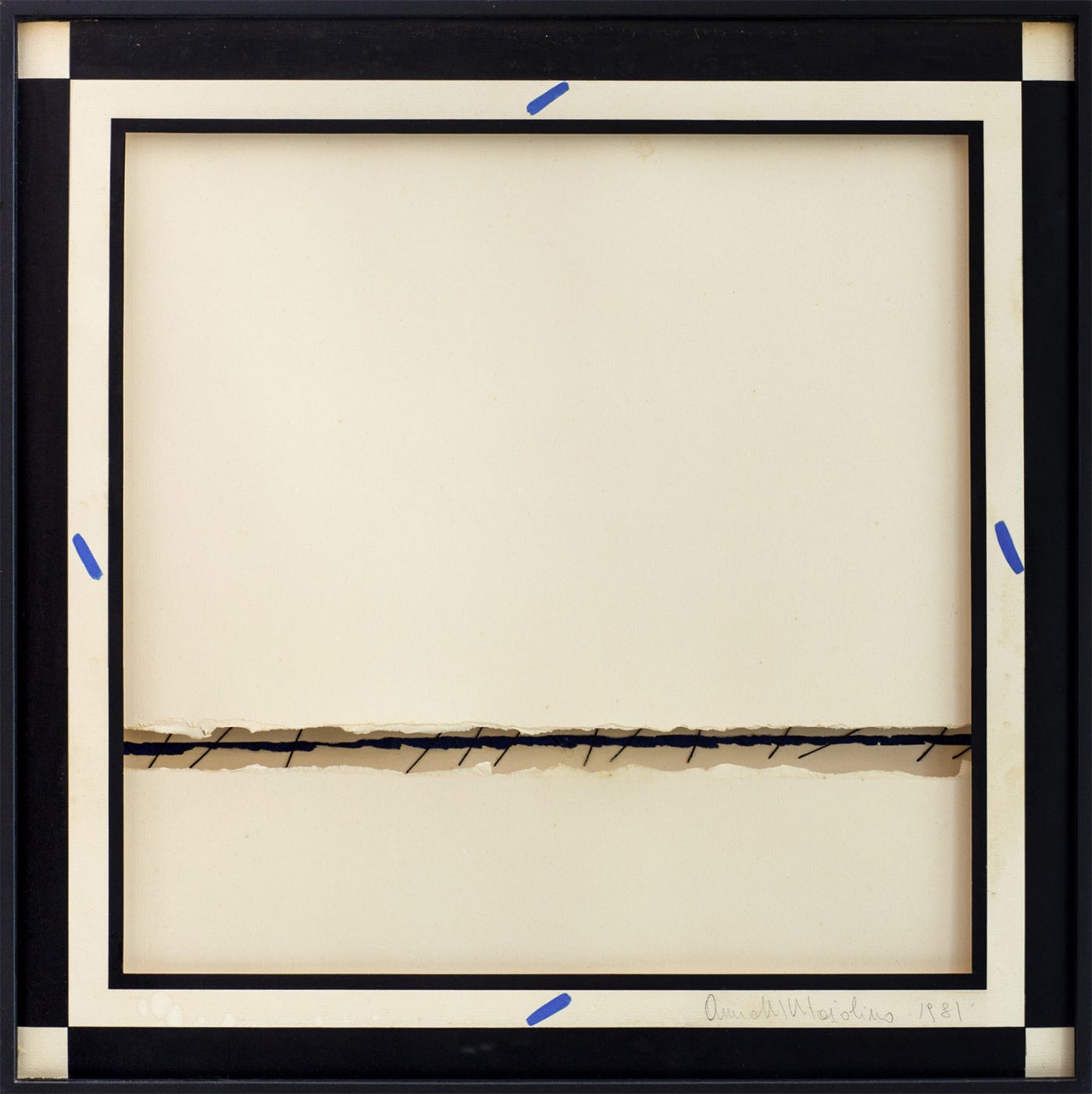 Anna Maria Maiolino, Série desenho objeto, (acrylic paint on paper, cuts, tears, Styrofoam in wooden box with glass), 1981 [Zipper Galeria, São Paulo. © Anna Maria Maiolino]