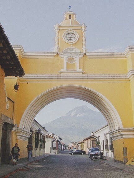 4 photos of Antigua, climbing a volcano outside the city and visiting Chichicastenango.