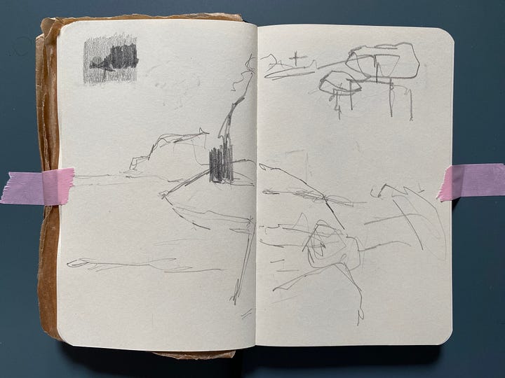 Pencil drawings, gouache painting on watercolor paper, neocolor II drawing, pencil sketch on my sketchbook