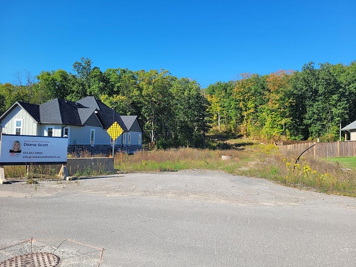 Existing homes on the west side of Riverside Trail. The route up the hill to an eventual phase 6
