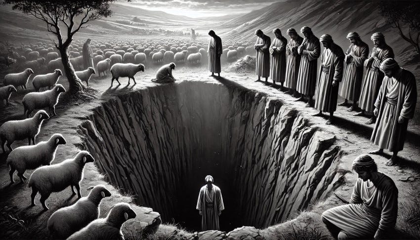 Joseph thrown into a pit by his brothers Joseph thrown into a pit by his brothers