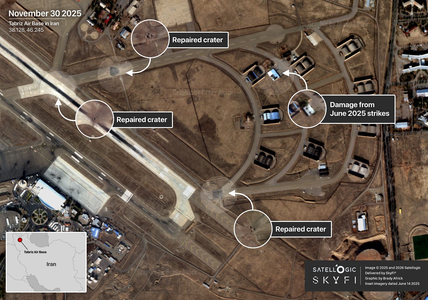 Image © 2025 and 2026 Satellogic. Delivered by SkyFi. Graphic by Brady Africk. Image © 2025 and 2026 Satellogic. Delivered by SkyFi. Graphic by Brady Africk.