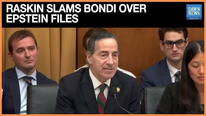 Jamie Raskin Slams Attorney General Bondi Over Epstein Files, Minneapolis  Shootings and DOJ Actions