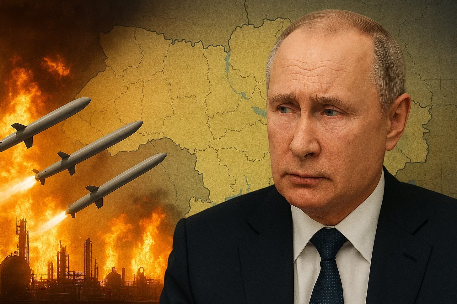AI-generated image - Putin, Tomahawks, and refineries in flames.