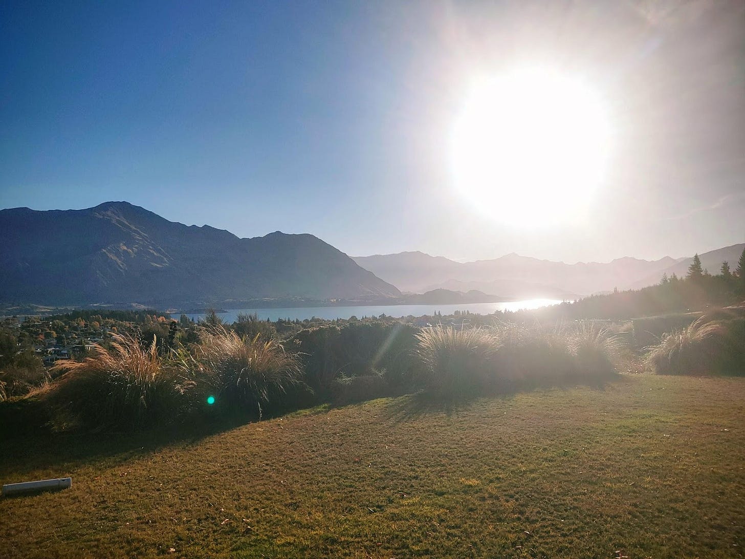 the sun setting over lake Wanaka