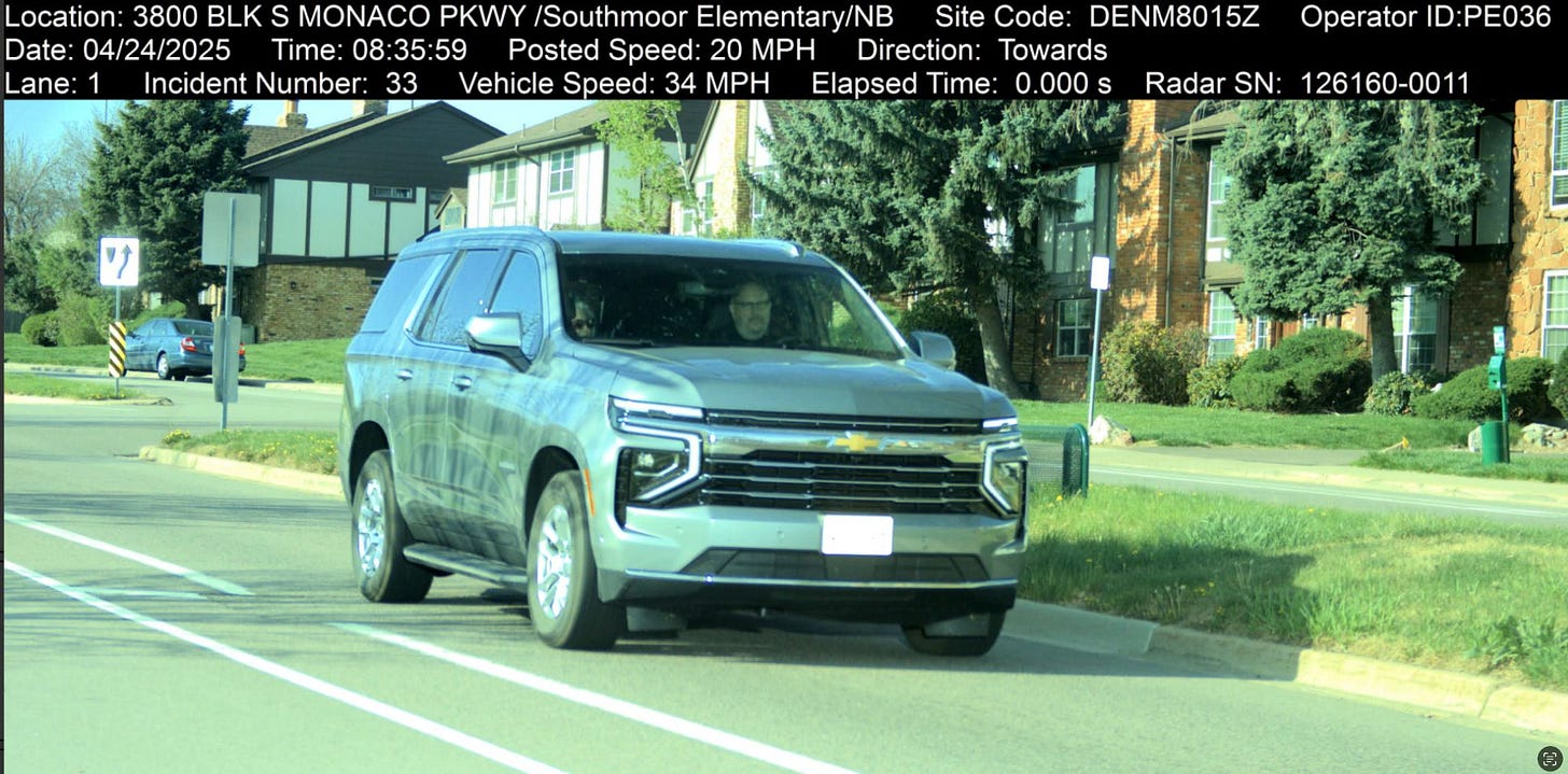 Photo taken by the automated speeding robot of me driving the rental car.