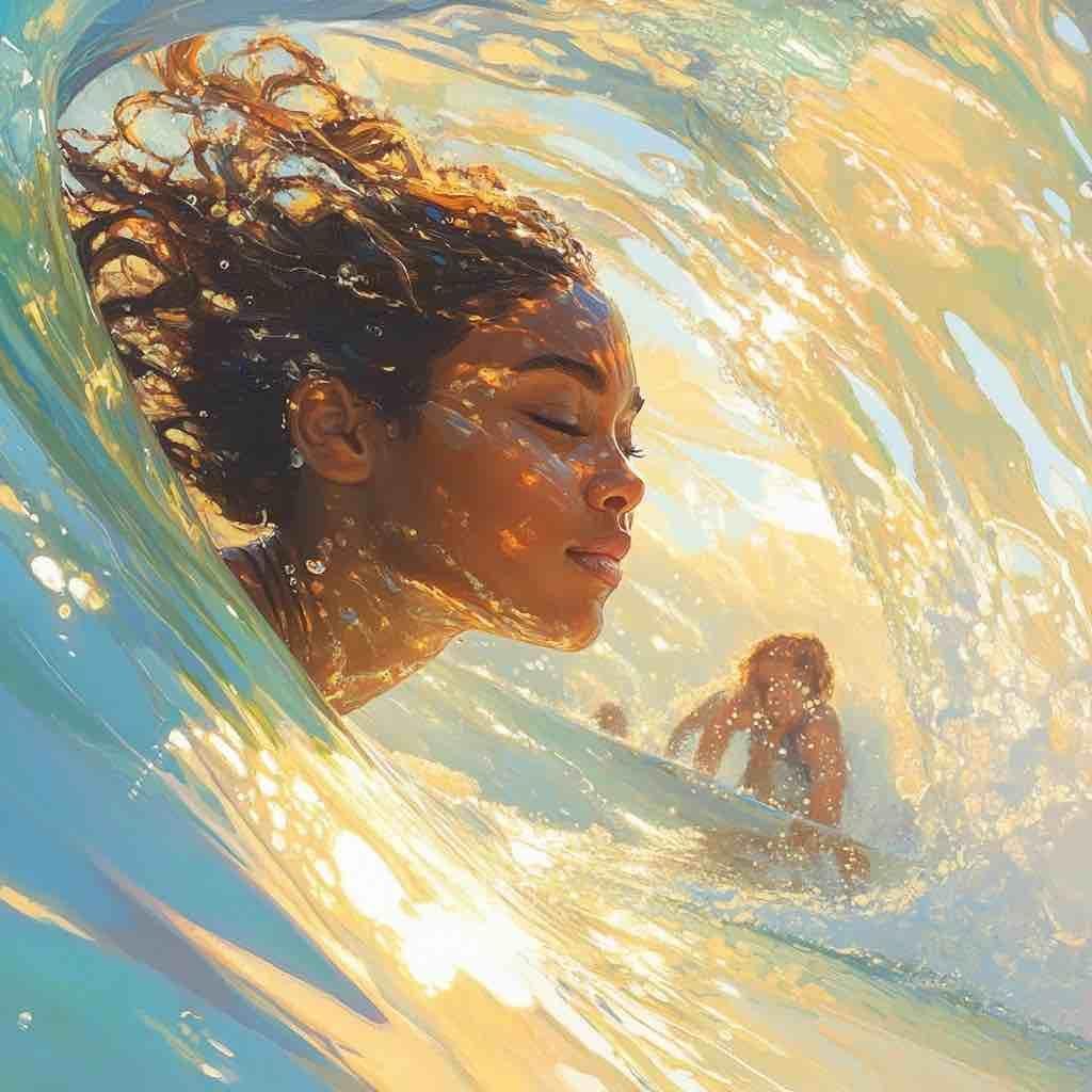 young lady surfing in the ocean to heal from trauma