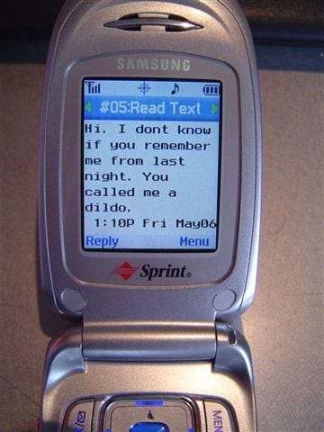 mall talk by trish mock, photo of a samsung flip phone