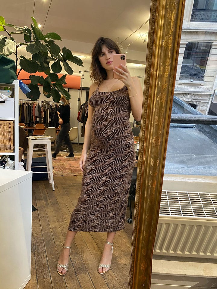 Jeanne Damas durante i suoi mesi di gravidanza