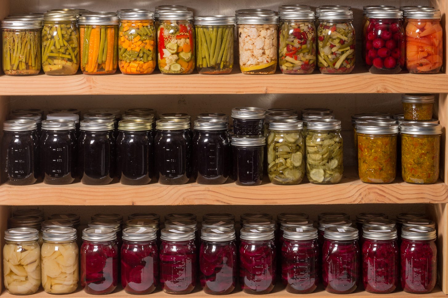 jars of colorful canned vegetables