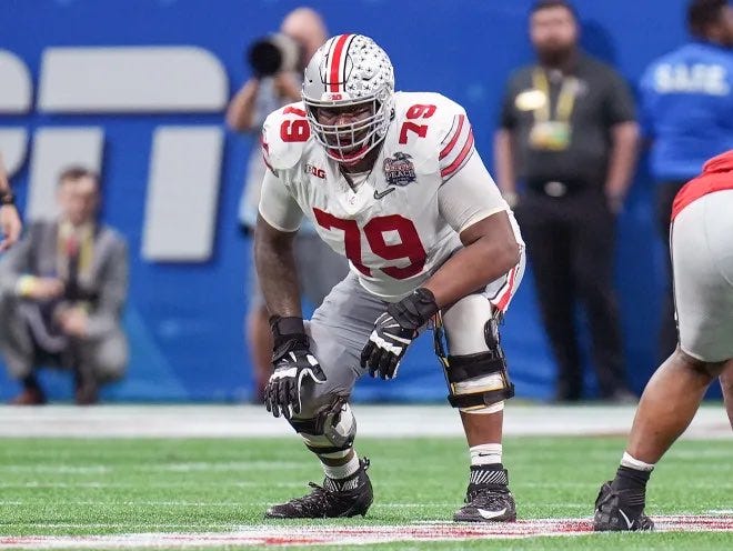 Field Yates on Twitter: "Ohio State RT Dawand Jones is a confirmed house:  Height: 6082 Weight: 374 Hands: 11 5/8” Wingspan: 87 7/8” Arms: 36 3/8”  https://t.co/hBT8P0nuCt" / Twitter