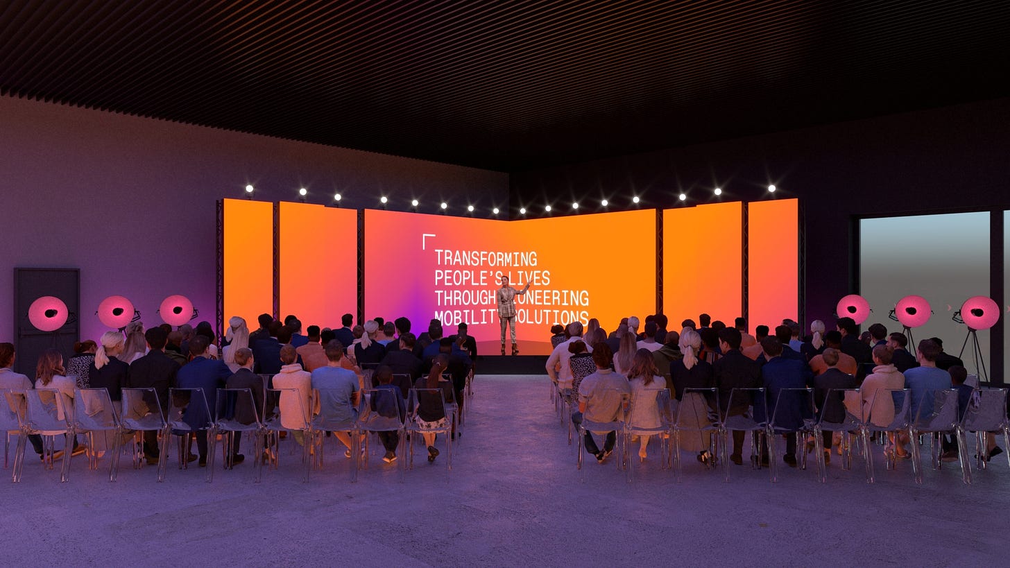 Example of a ready-made stage design for corporate events and presentations.