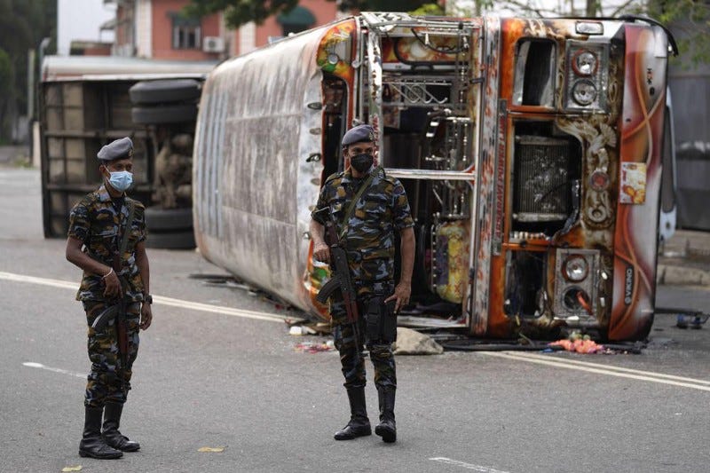 Sri Lanka burnt out bus