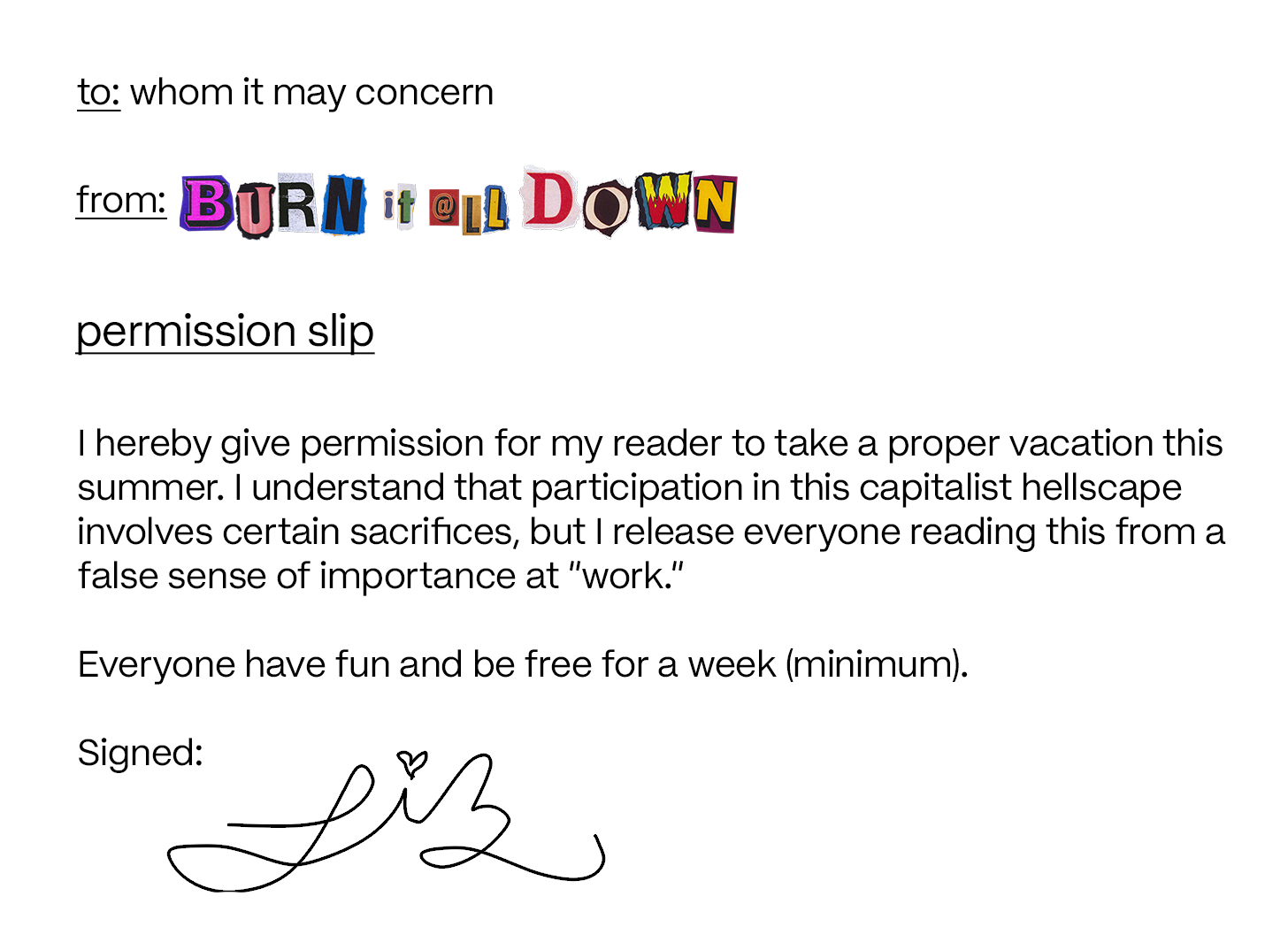 a permission slip to take a vacation a permission slip to take a vacation