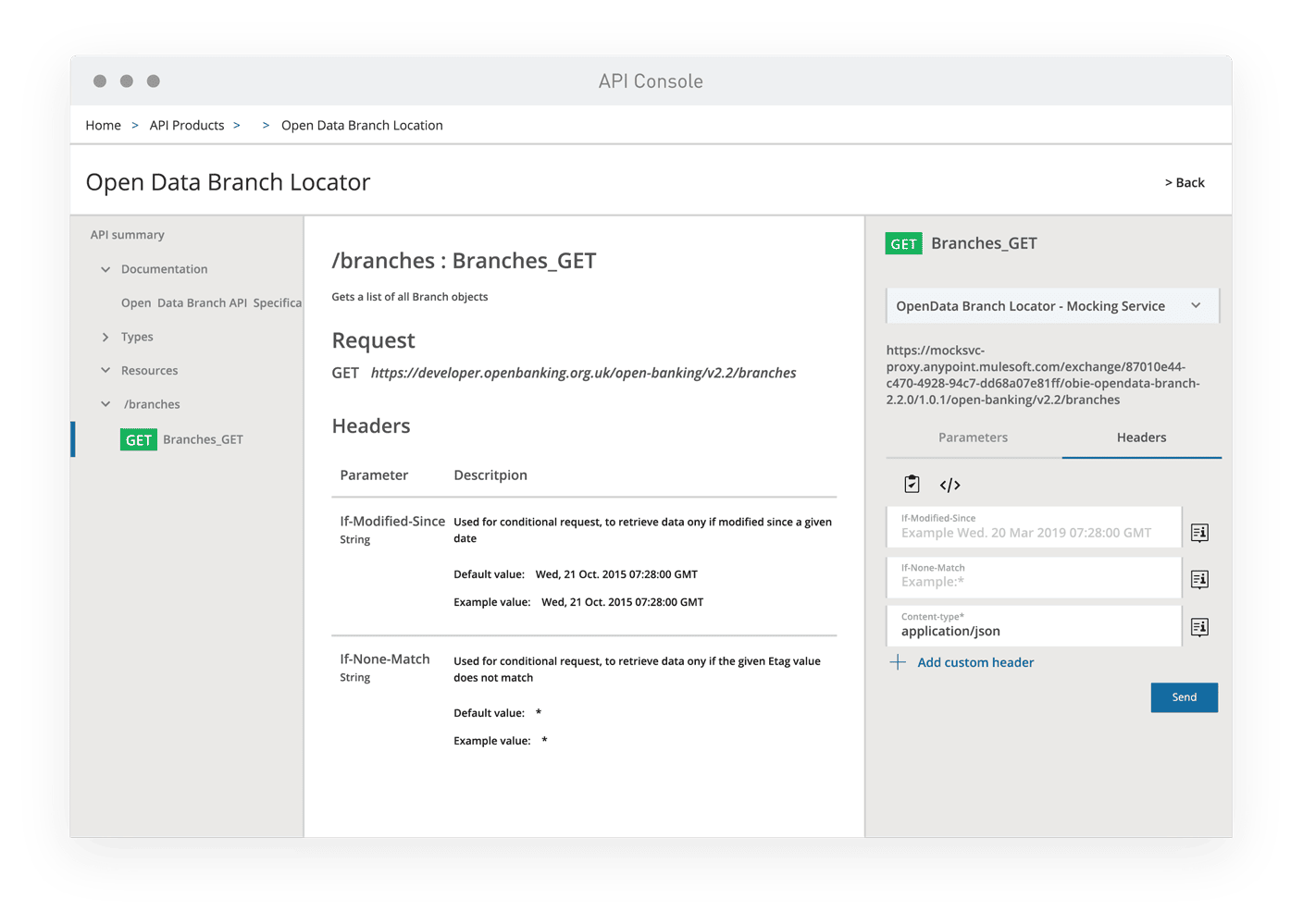 Api console screenshot