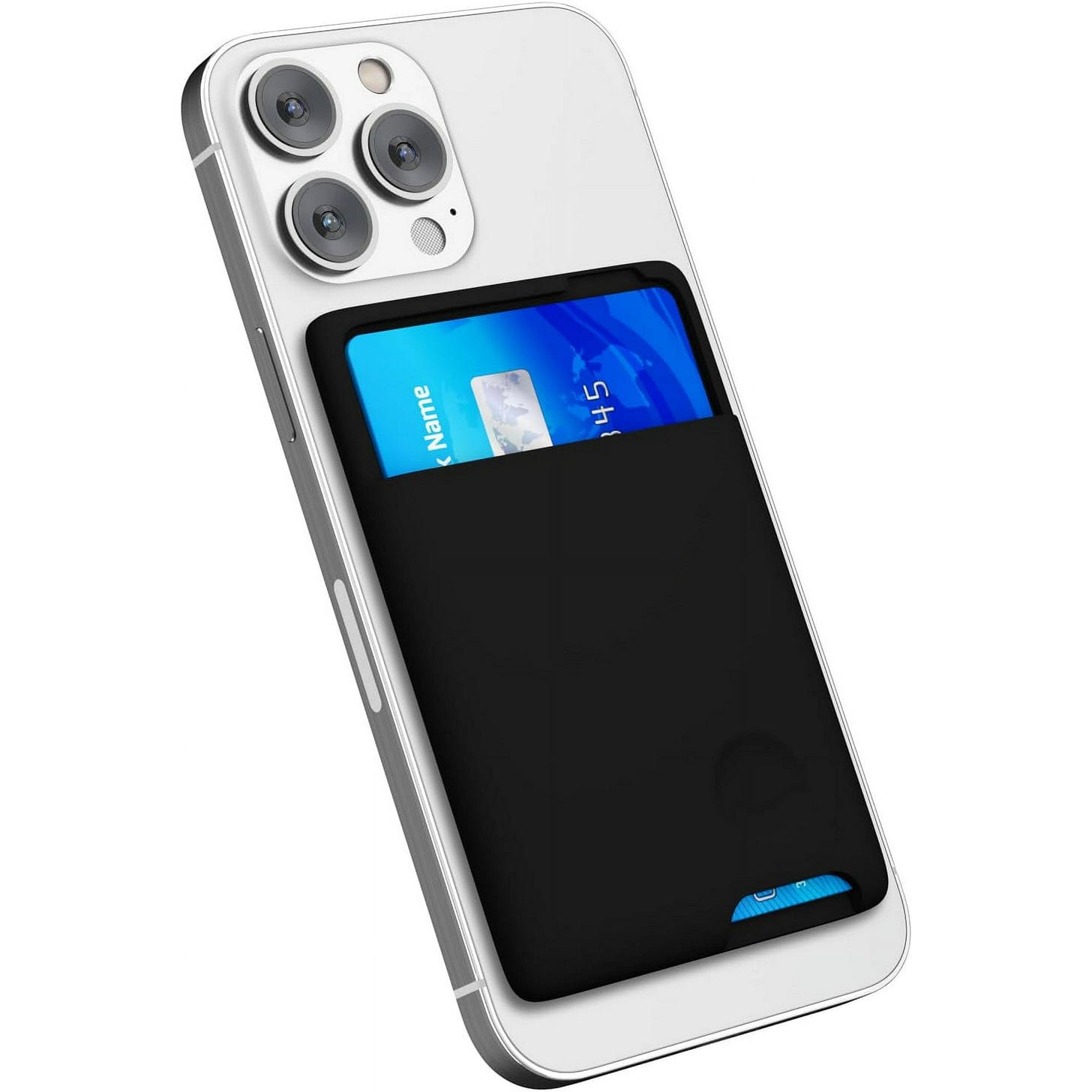 Phone Wallet Stick On, Secure Phone Card Holder Silicone, Adhesive Pocket Sleeve ID Credit Card, Slim Thin Card Case for Men Women Cute, Compatible with Apple iPhone Samsung Pixel, Black