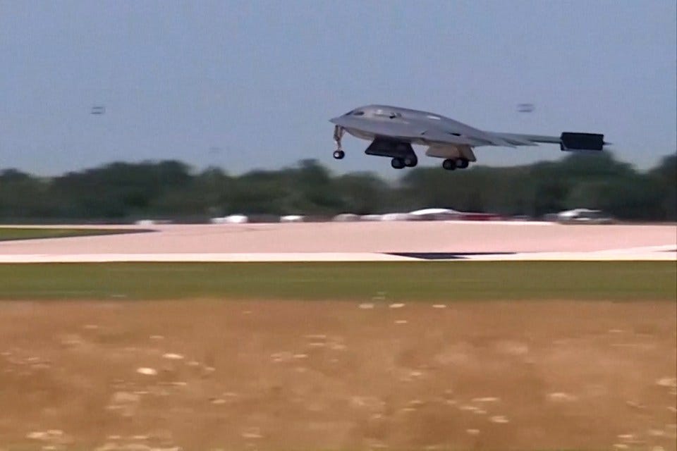 A U.S. Air Force B-2 stealth bomber returns after the U.S. attacked key Iranian nuclear sites, at Whiteman Air Force Base, Missouri, U.S. June 22, 2025 in a still image from video. ABC Affiliate KMBC via REUTERS. THIS IMAGE HAS BEEN SUPPLIED BY A THIRD PARTY. MANDATORY CREDIT