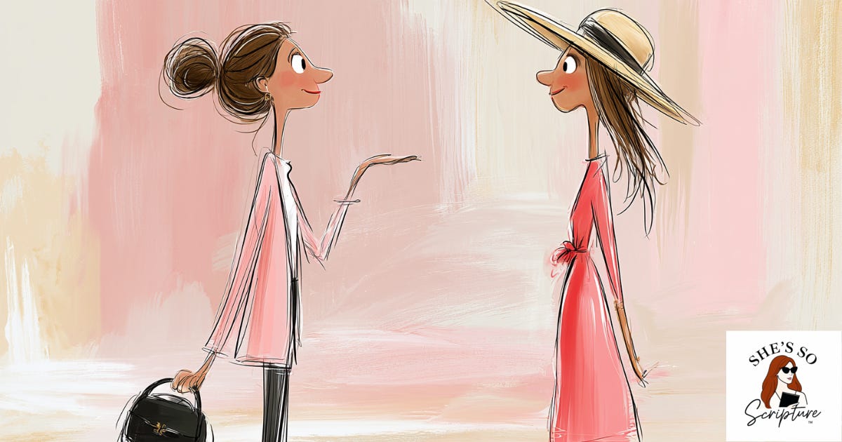 A whimsical ink and watercolor illustration of two women facing each other with open expressions, warm golden light radiating between them, rendered in blush pink and cream watercolor tones. A whimsical ink and watercolor illustration of two women facing each other with open expressions, warm golden light radiating between them, rendered in blush pink and cream watercolor tones.