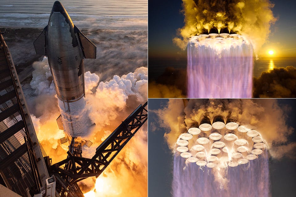 Up-Close Look at SpaceX Starship Successfully Firing All 33 Raptor Engines  - TechEBlog