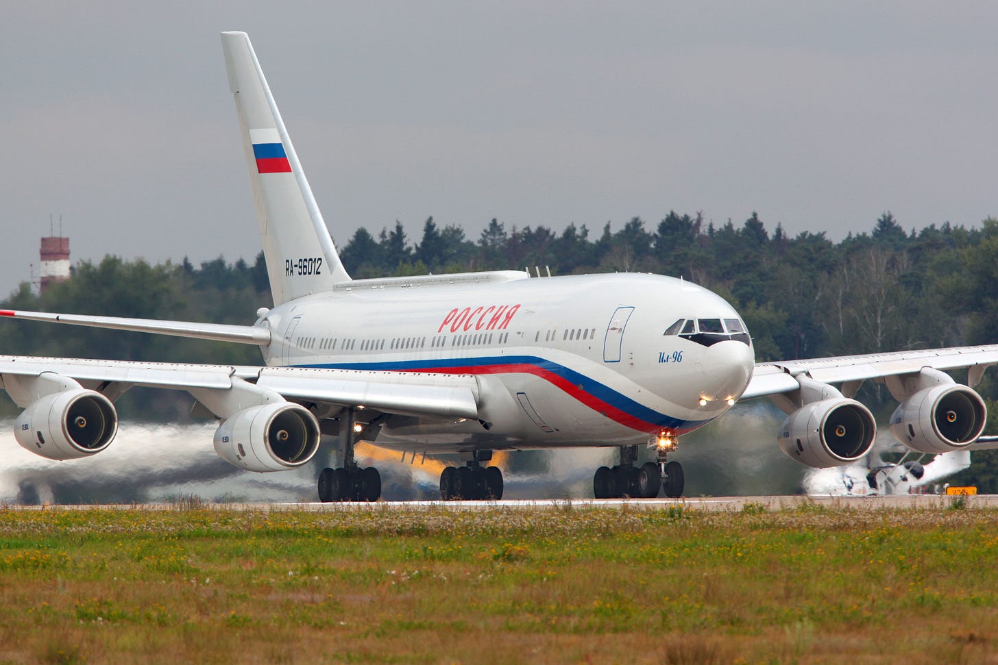 A Il-96-300PU rolling down the runway. A Il-96-300PU rolling down the runway.