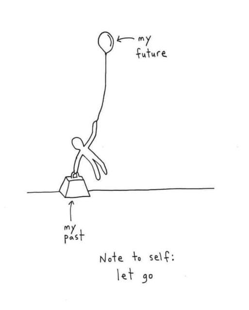 May be an illustration of text that says "←my ← my future my past Note to self: let go"