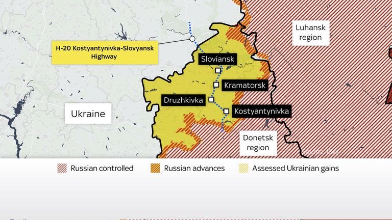 Ukraine's fortress belt is made up of four cities as well as other settlements along the H-20 Highway Ukraine's fortress belt is made up of four cities as well as other settlements along the H-20 Highway
