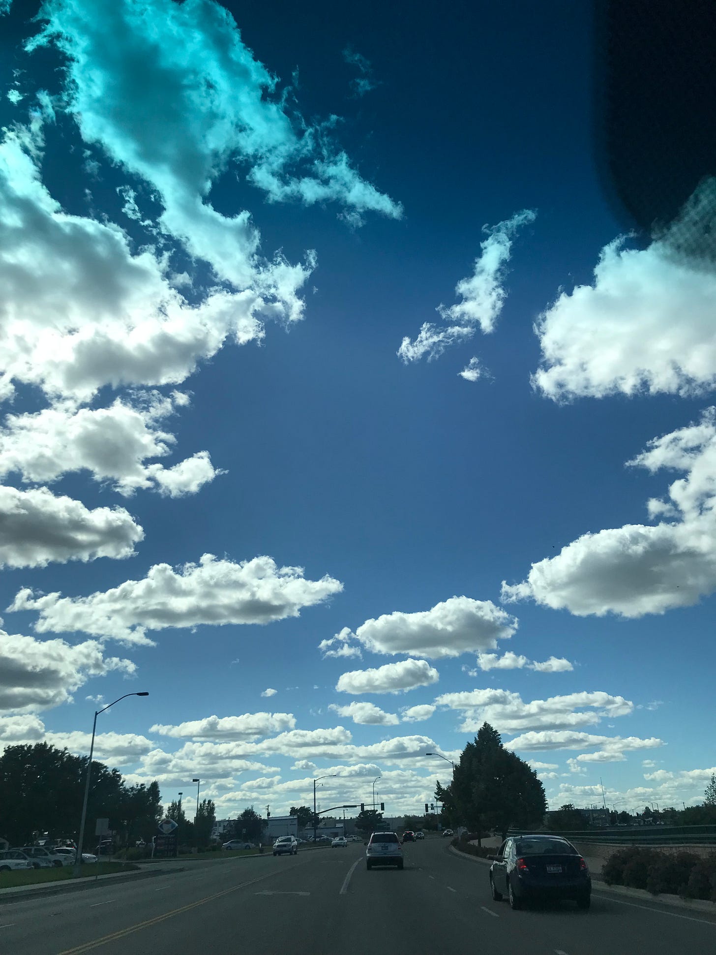 view through the windscreen of a car. view through the windscreen of a car.