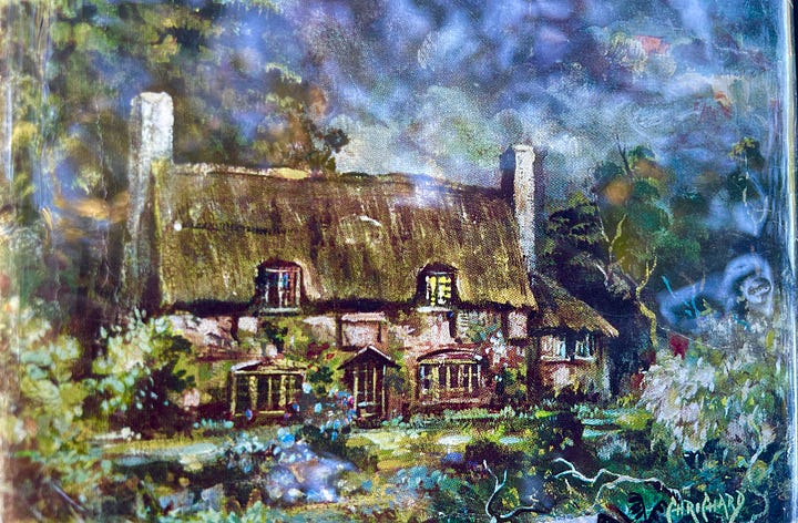 Froniga's cottage illustration was drawn from Goudge's Rose Cottage (right from 1950's).