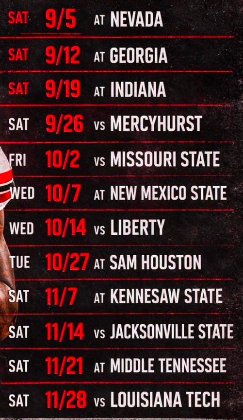 Western Kentucky 2027 Football Schedule