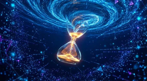 An abstract visual showing a huge cloud of light particles narrowing down into a small, singular point An abstract visual showing a huge cloud of light particles narrowing down into a small, singular point