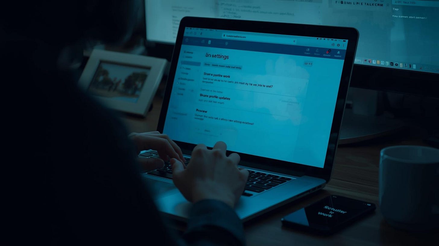 Professional secretly job searching on work computer during meeting. Professional secretly job searching on work computer during meeting.