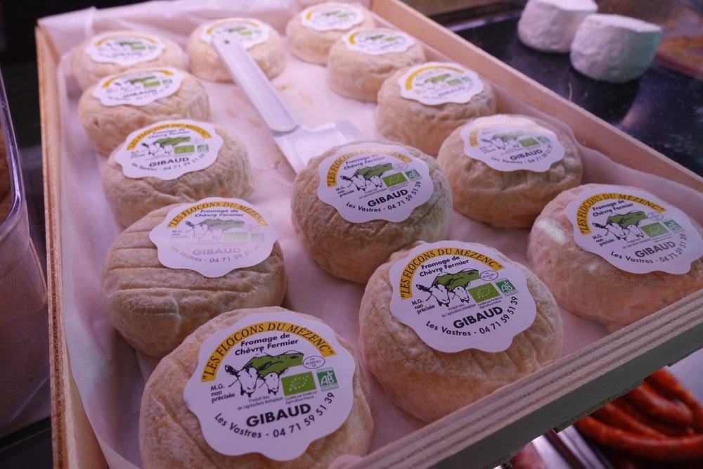 Fresh local goat cheese at the chacuterie of Les Estables Fresh local goat cheese at the chacuterie of Les Estables