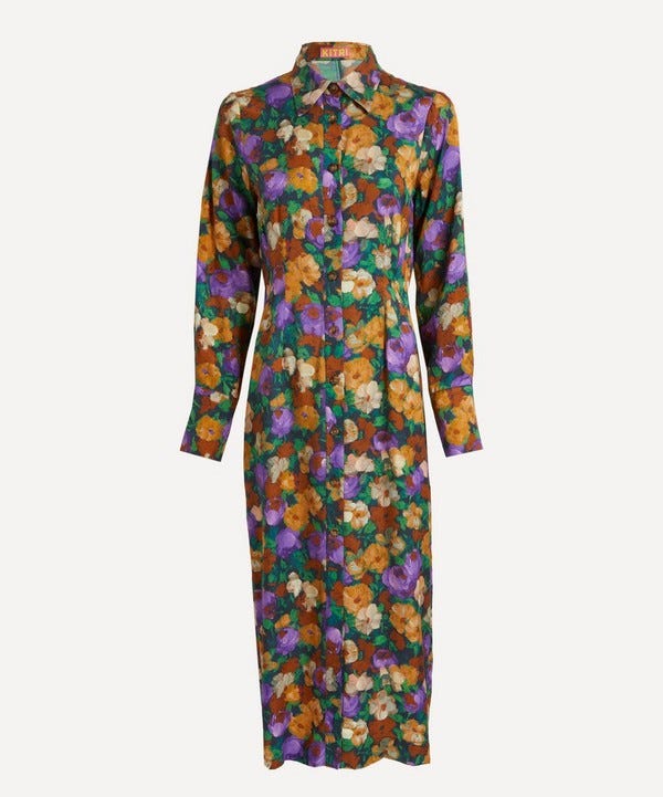 KITRI - Wanda Iris Impressionist Floral Shirtdress image number null