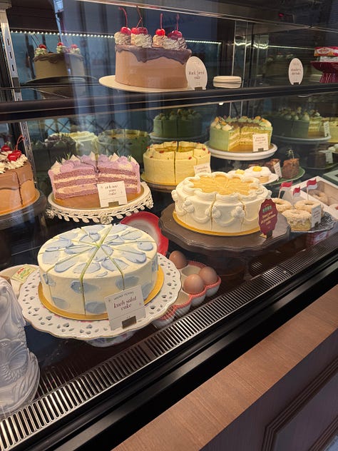 latte and cake