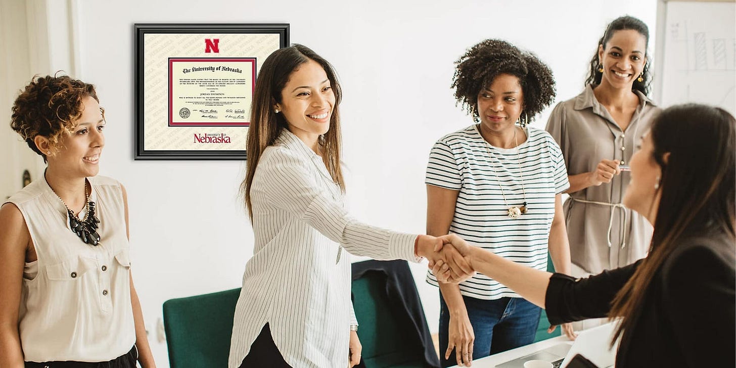student shakes hands