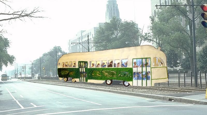 Beaded Boston Trolley car train MBTA T bead embroidery Green Line Red Sox Nation pop art artist Beaded Boston Trolley car train MBTA T bead embroidery Green Line Red Sox Nation pop art artist