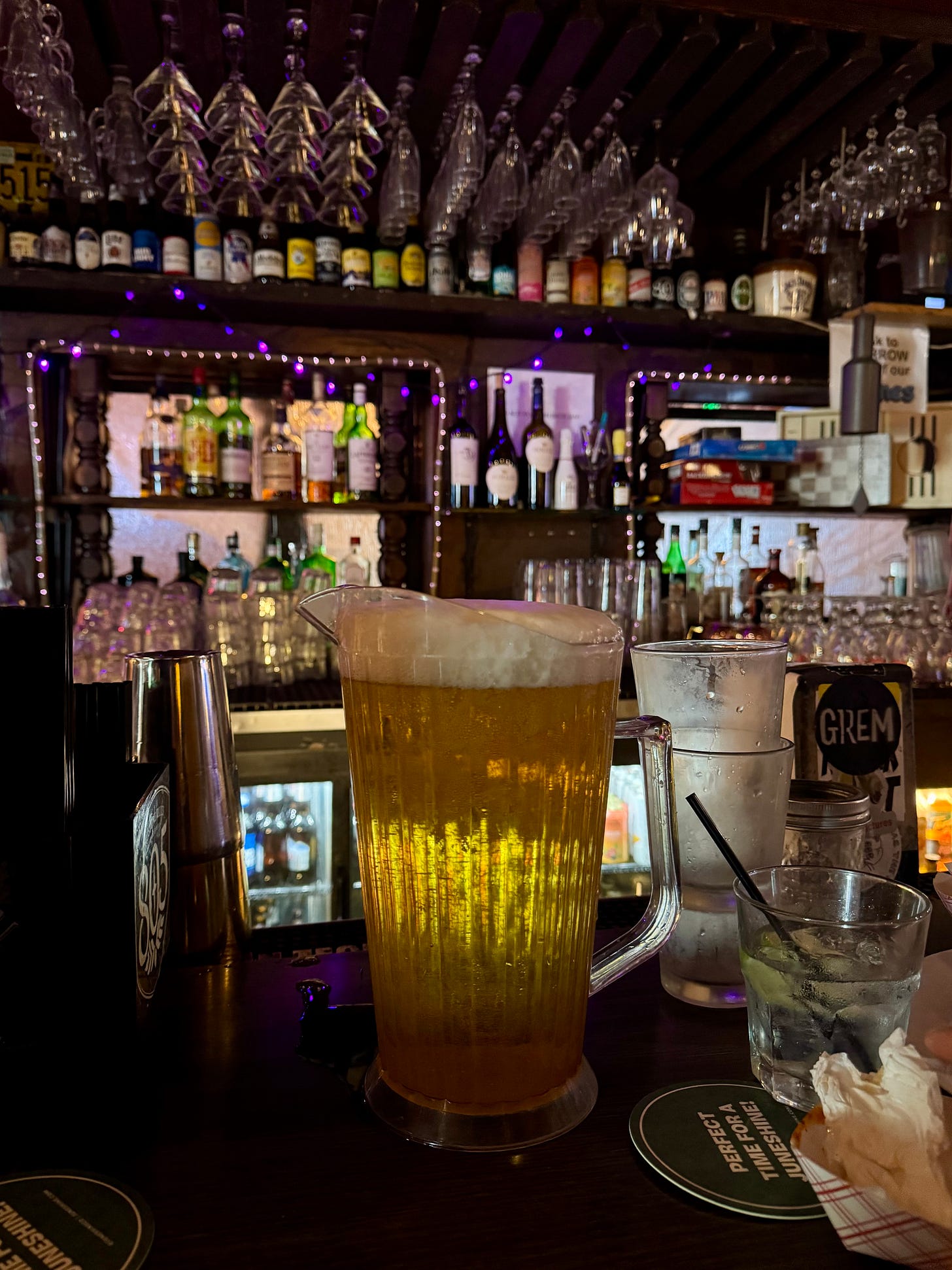 A pitcher of beer at Ye Rustic