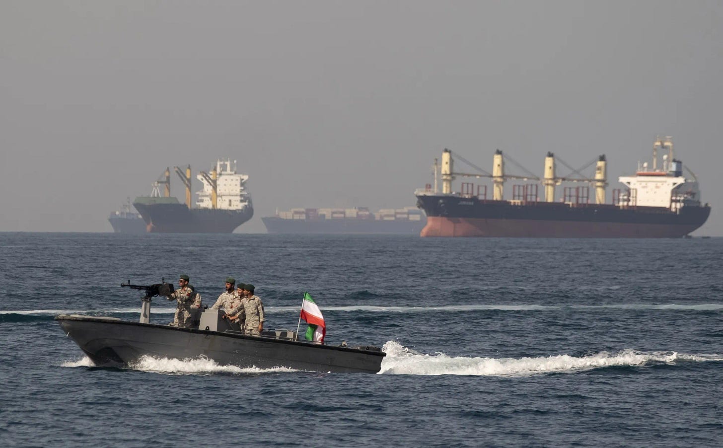 An Iranian Navy speedboat near the strait of Hormuz. An Iranian Navy speedboat near the strait of Hormuz.