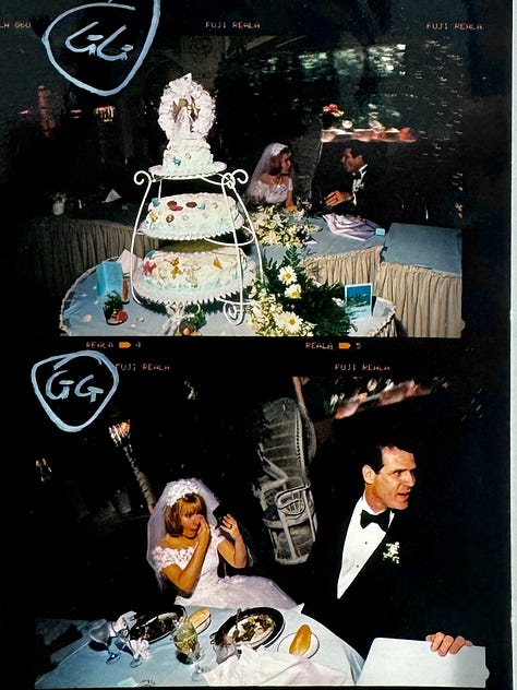 Analog photos of cakes at weddings by Angela Cappetta.