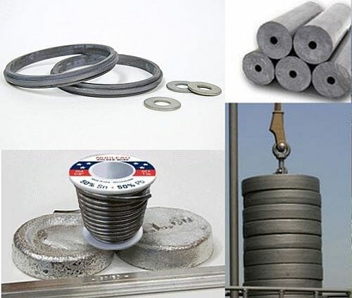 Lead weights, lead washers, lead solder