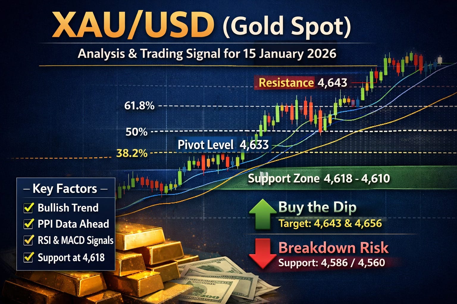 XAU/USD (Gold Spot) — Analysis & Trading Signal for 15 January 2026