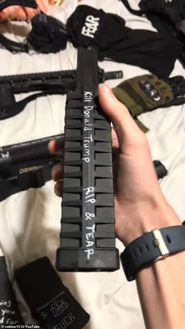 One of the messages scrawled on the firearm called for President Donald Trump to be killed