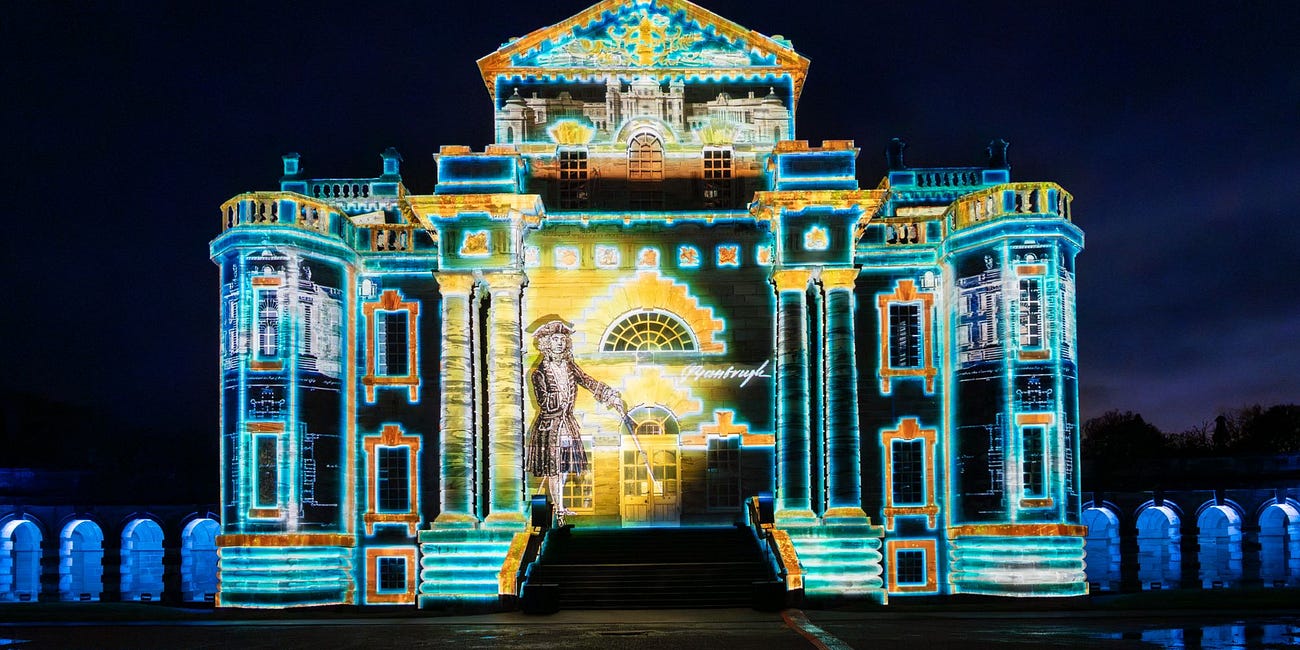 Historic property all lit up in honour of architect Vanbrugh