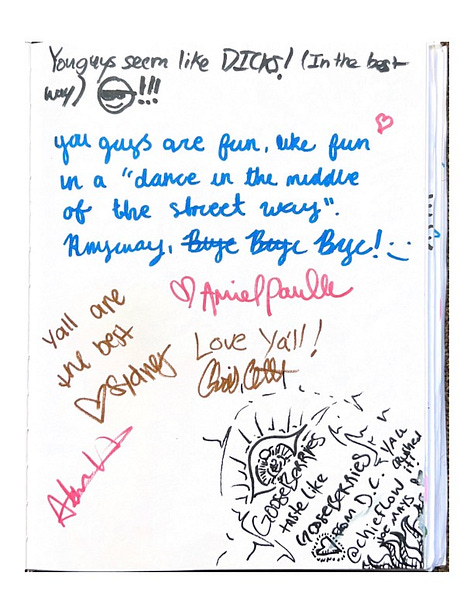 Selected images from Gooseberry's tour yearbook