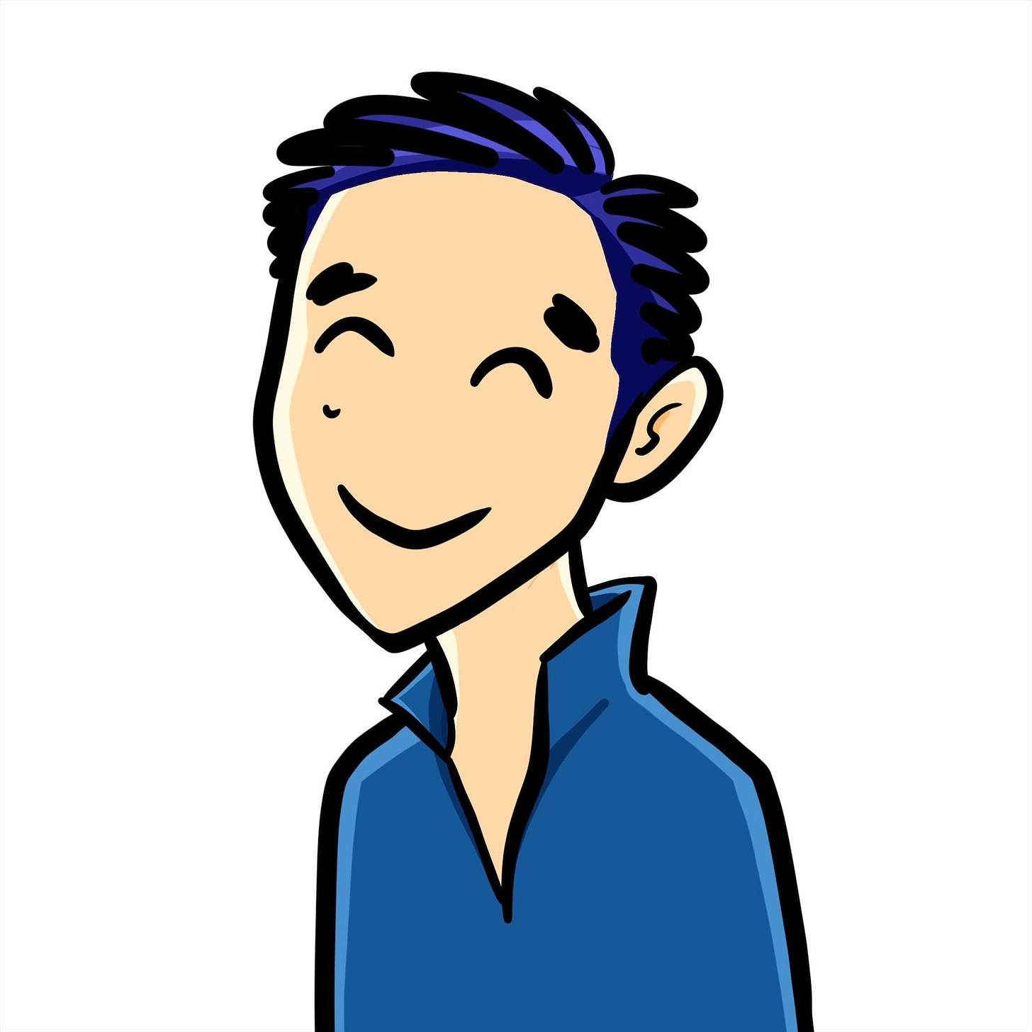 A self-portrait of myself as a cartoon character.