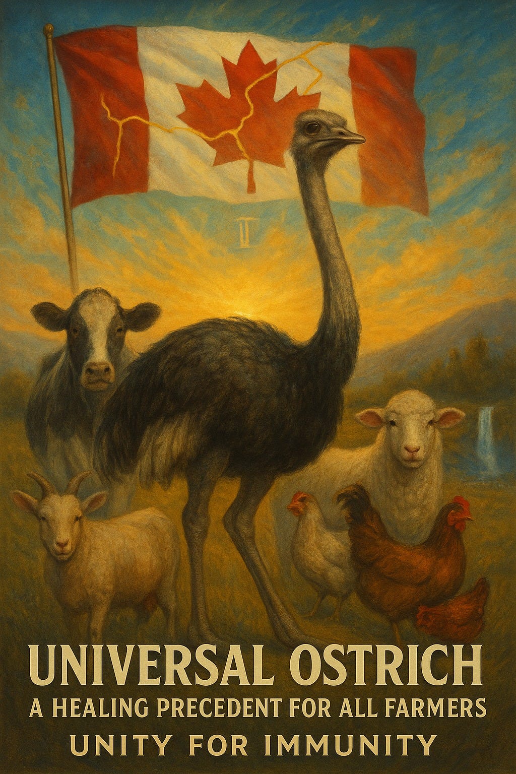 May be an image of ‎text that says '‎יוי UNIVERSAL OSTRICH A HEALING PRECEDENT FOR ALL FARMERS FARM UNITY FOR IMMUNITY‎'‎