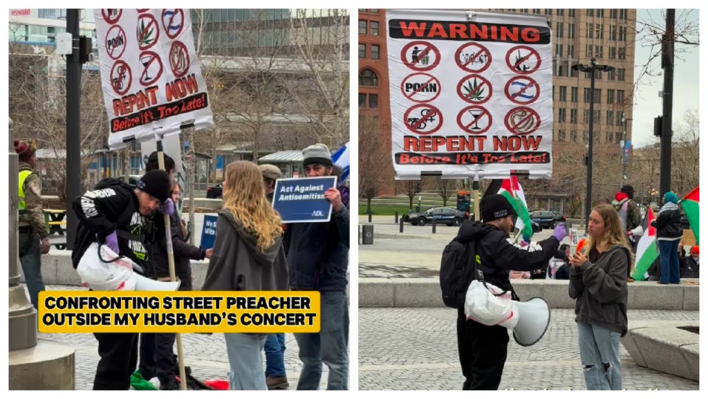 Wife of Christian Musician Confronts Street Preachers Outside Her Husband’s Concert